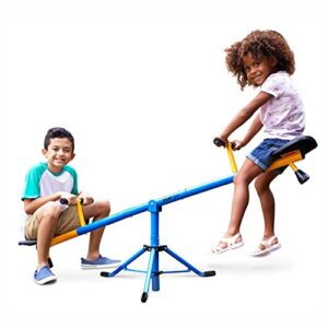360 swivel spinning seesaw for kids, teeter totter with adjustable frame 46-70”, indoor or outdoor playground equipment