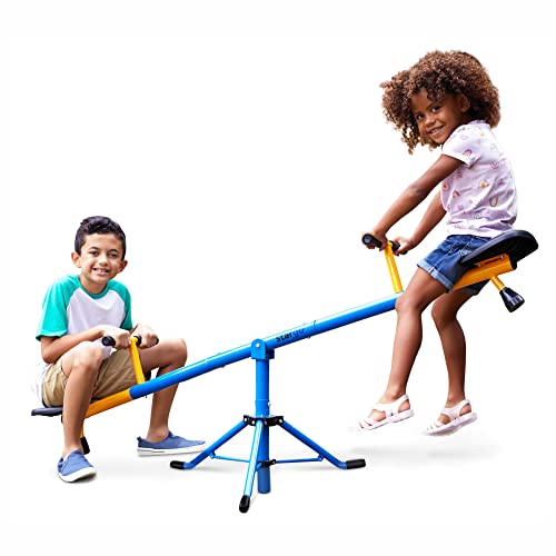 360 Swivel Spinning Seesaw for Kids, Teeter Totter with Adjustable Frame 46-70”, Indoor or Outdoor Playground Equipment