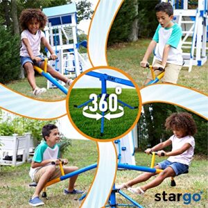 360 Swivel Spinning Seesaw for Kids, Teeter Totter with Adjustable Frame 46-70”, Indoor or Outdoor Playground Equipment