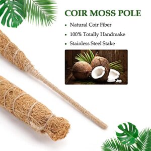 LMAIVE Moss Pole, Moss Pole for Plants Monstera, 2PCS 25'' Bendable Monstera Moss Pole, Moss Poles for Climbing Plants, Monstera Pole Plant Pole