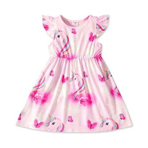 patpat girls dress unicorn printed casual dress for kids baby girls dresses comfy ruffle sleeve sundress