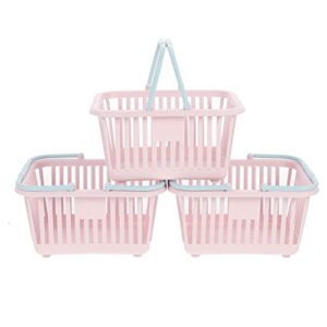 Kisangel Toy Shopping Basket 3pcs Plastic Portable Baskets with Handles Mini Shopping Basket Play Grocery Basket Toys Storage Organizer for Kids Kids Basket