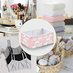 Emelivor Cute Cat Cube Storage Bin Collapsible Storage Bins Waterproof Toy Basket for Cube Organizer Bins for Kids Toys Nursery Closet Shelf Book Office Home - 11.02x11.02x11.02 IN