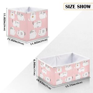 Emelivor Cute Cat Cube Storage Bin Collapsible Storage Bins Waterproof Toy Basket for Cube Organizer Bins for Kids Toys Nursery Closet Shelf Book Office Home - 11.02x11.02x11.02 IN