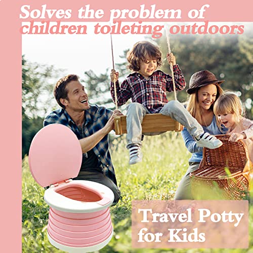 Portable Potty for Toddler Travel,Foldable Potty Seat Training Toilet for Kids,Travel Potty Chair for Camping,Outdoor,Indoor,Pink