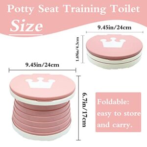 Portable Potty for Toddler Travel,Foldable Potty Seat Training Toilet for Kids,Travel Potty Chair for Camping,Outdoor,Indoor,Pink