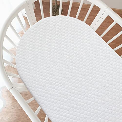 Baby Bassinet Mattress Topper with Waterproof Bamboo Cover 15" x 30" x 1.5", Breathable Oval Bassinet Mattress Pad Ultra Soft, for Moses Basket, Fit Many Cradle Brand and Style