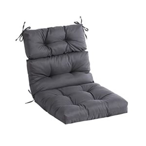 tiita outdoor/indoor high back chair cushion with ties all weather chair cushion lounge chair cushions deep seat patio cushions wicker tufted pillow for outdoor furniture （dark grey, 44x22 inch）