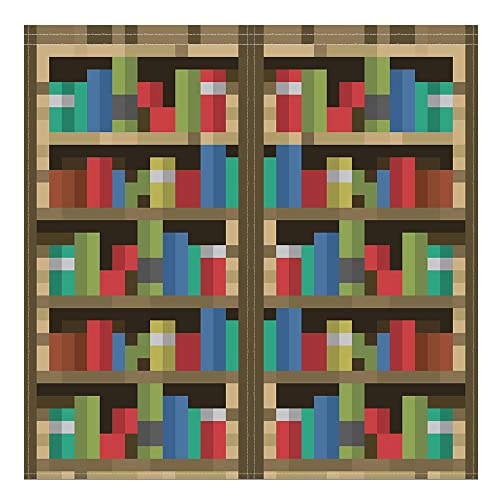 Allenjoy Pixelated Bookshelf Children Window Curtains for Boy Girl Baby Kids Room Bedroom Nursery Toddler Home Office Decor Decorations Durable Fabric Machine Washable 82 in x 84 in