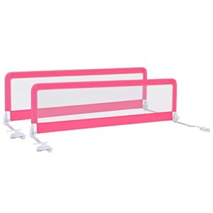 honey joy bed rail for toddlers, 71-in extra long, portable safety bed guardrail w/double safety child lock, foldable baby bed rail guard, fit king & queen full twin size bed mattress(pink, pack 2)