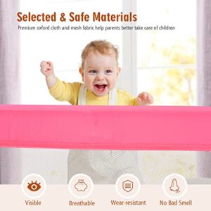 HONEY JOY Bed Rail for Toddlers, 71-in Extra Long, Portable Safety Bed Guardrail w/Double Safety Child Lock, Foldable Baby Bed Rail Guard, Fit King & Queen Full Twin Size Bed Mattress(Pink, Pack 2)