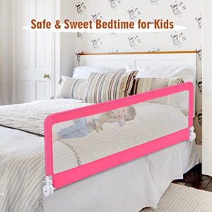 HONEY JOY Bed Rail for Toddlers, 71-in Extra Long, Portable Safety Bed Guardrail w/Double Safety Child Lock, Foldable Baby Bed Rail Guard, Fit King & Queen Full Twin Size Bed Mattress(Pink, Pack 2)