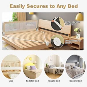 HONEY JOY Bed Rail for Toddlers, 71-in Extra Long, Portable Safety Bed Guardrail w/Double Safety Child Lock, Foldable Baby Bed Rail Guard, Fit King & Queen Full Twin Size Bed Mattress(Beige, Pack 2)