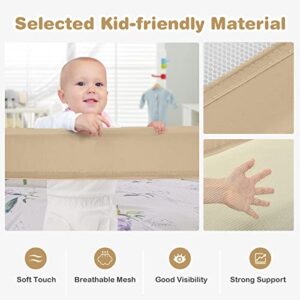 HONEY JOY Bed Rail for Toddlers, 71-in Extra Long, Portable Safety Bed Guardrail w/Double Safety Child Lock, Foldable Baby Bed Rail Guard, Fit King & Queen Full Twin Size Bed Mattress(Beige, Pack 2)