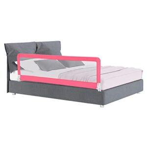 honey joy bed rail for toddlers, 71-in extra long, portable safety bed guardrail w/double safety child lock, foldable baby bed rail guard, fit king & queen full twin size bed mattress(pink, pack 1)