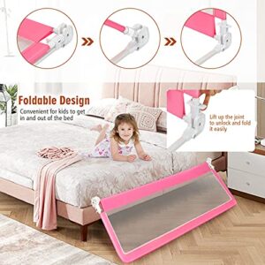 HONEY JOY Bed Rail for Toddlers, 71-in Extra Long, Portable Safety Bed Guardrail w/Double Safety Child Lock, Foldable Baby Bed Rail Guard, Fit King & Queen Full Twin Size Bed Mattress(Pink, Pack 1)