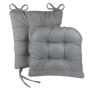 The Gripper Twill Jumbo XL Non-Slip Rocking Chair Cushion Set with Thick Padding, Includes Seat Pad & Back Pillow with Ties for Indoor Living Room Rocker, 17x17 Inches, 2 Piece Set, Gray