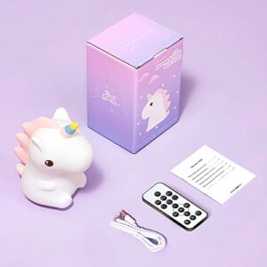 PIKOY Unicorn Night Light for Kids, Remote Sound Machine Baby Night Lights for Kids Room,16 Colors Silicone Kids Night Lights for Bedroom,USB Rechargeable Night Light Cute Lamp Unicorn Gifts for Girls