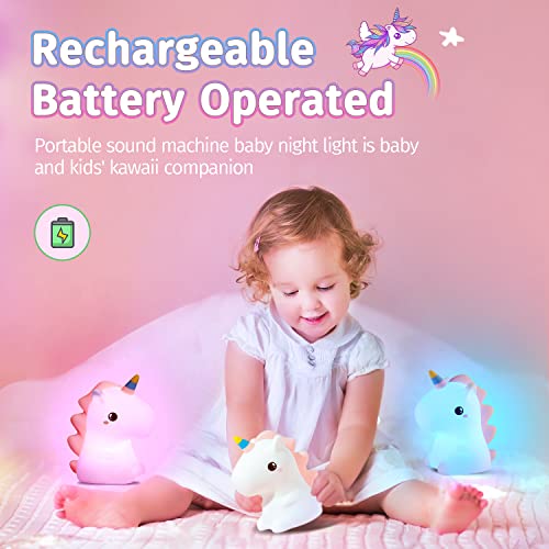 PIKOY Unicorn Night Light for Kids, Remote Sound Machine Baby Night Lights for Kids Room,16 Colors Silicone Kids Night Lights for Bedroom,USB Rechargeable Night Light Cute Lamp Unicorn Gifts for Girls