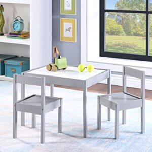 Olive & Opie Gibson 3-Piece Dry Erase Kids Table & Chair Set, Gray