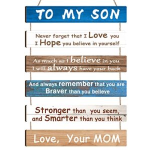 to my son daughter gift from mom boys girls room decor baby boys girls bedroom decor for living baby room decor boys girls wooden bathroom wall decor christmas wall art gifts (to my son)