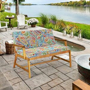 DYTXIII Patio Outdoor Cushion Cover Slip Cover W42 x D18 x H3 Inch with Zipper for Bench Loveseat Furniture, UV Protection Cushion Covers Replacement Covers 1 Pack, Paisley Multi (Covers ONLY)