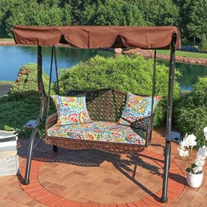 DYTXIII Patio Outdoor Cushion Cover Slip Cover W42 x D18 x H3 Inch with Zipper for Bench Loveseat Furniture, UV Protection Cushion Covers Replacement Covers 1 Pack, Paisley Multi (Covers ONLY)