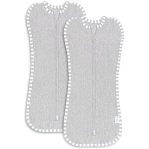 comfy cubs swaddle blanket baby girl boy easy zipper wrap 2 pack newborn infant sleep sack (small 0-3 months, grey)