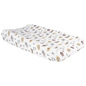 trend lab dog park deluxe flannel changing pad cover, white
