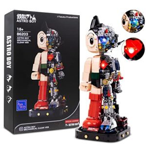 brickkk pantasy astro boy building kit, cool building sets for adults, creative collectible build-and-display model for home or office, birthday present for teens (1258pieces) (light kit edition)