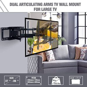 Full Motion TV Mount for 37-86inch TVs, TV Wall Mount with Dual 30inch Long Arm, Wall Mount TV Bracket Swivel and Tilt Holds up to 165lbs,VESA 600x400mm Fits 24" 18" 16" Wood Studs by FORGING MOUNT