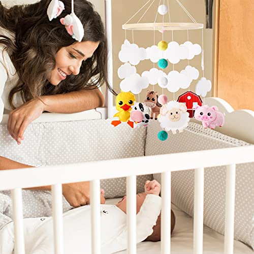 Baby Mobile for Crib Woodland Nursery Room Decor Baby Nursery Decor Jungle Animals Crib Mobile Farm Animals Crib Decorations for Baby Woodland Animals Baby Gifts Felt Nursery Mobiles (Cute Style)