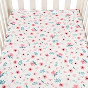 Tontukatu Bassinet Sheet Set 2 Pack Snug Fitted Cradle Fitted Sheets , Stretchy Ultra Soft , for Oval Rectangle Hourglass Bassinet Mattress , Unisex Boy Girl , Floral & Pink