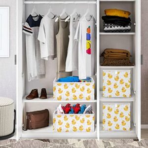 Emelivor Rubber Yellow Duck Cube Storage Bin Collapsible Storage Bins Waterproof Toy Basket for Cube Organizer Bins for Kids Toys Nursery Closet Shelf Book Office Home - 11.02x11.02x11.02 IN