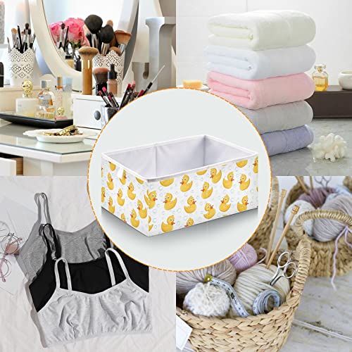 Emelivor Rubber Yellow Duck Cube Storage Bin Collapsible Storage Bins Waterproof Toy Basket for Cube Organizer Bins for Kids Toys Nursery Closet Shelf Book Office Home - 11.02x11.02x11.02 IN