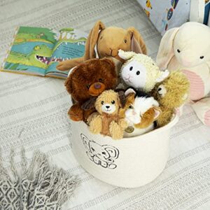OHTY - Nursery Baby Basket with Cute Elephant, Toy Basket, Nursery Basket, Blanket Basket, 14”x11”x12 (White)
