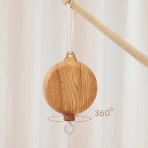 Baby Mobile Rotary Music Box Imitation Wood with Rotating Hook -Crib Mobile Motor Battery Operated Plays 35 Tunes Crib Toys Attachments