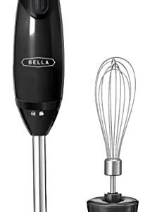 BELLA Immersion Hand Blender, Cordless Portable Mixer with Whisk Attachment - Electric Handheld Juicer, Shakes, Baby Food and Smoothie Maker, Stainless Steel, Black