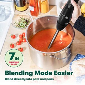 BELLA Immersion Hand Blender, Cordless Portable Mixer with Whisk Attachment - Electric Handheld Juicer, Shakes, Baby Food and Smoothie Maker, Stainless Steel, Black