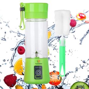 Tukribish Portable Blender for shakes and smoothies, Cordless Personal Mini Travel Fruit Juicer Cup Mixer Electric Smoothie Blender Maker, 13oz Bottles, USB Rechargeable (Green)