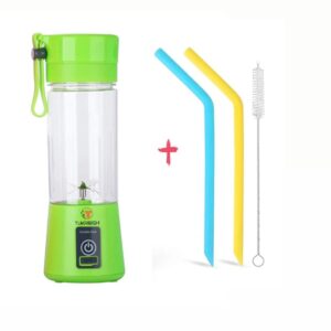 Tukribish Portable Blender for shakes and smoothies, Cordless Personal Mini Travel Fruit Juicer Cup Mixer Electric Smoothie Blender Maker, 13oz Bottles, USB Rechargeable (Green)