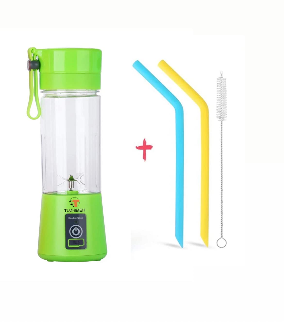 Tukribish Portable Blender for shakes and smoothies, Cordless Personal Mini Travel Fruit Juicer Cup Mixer Electric Smoothie Blender Maker, 13oz Bottles, USB Rechargeable (Green)