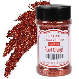 torc burnt orange chunky glitter 4 oz glitter for resin crafts tumblers cosmetic art festival decoration