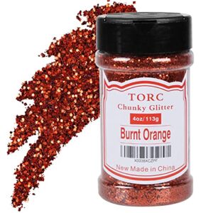 TORC Burnt Orange Chunky Glitter 4 OZ Glitter for Resin Crafts Tumblers Cosmetic Art Festival Decoration