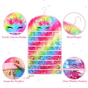 FRCOLOR Girls Headbands Holder Jewelry Organizer Unicorn Wall Hanging Organizer Bags with Pockets Hanger for Wall Closet Kids Room