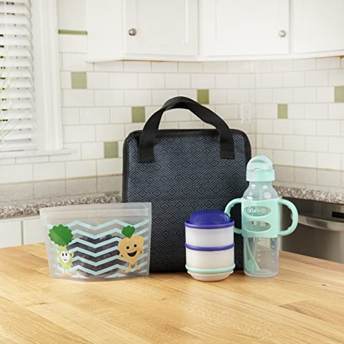 Dr. Brown’s Fold & Freeze Bottle Tote, Breastfeeding Essential Cooler Bag, 6 Baby Bottles Milk Storage - Black