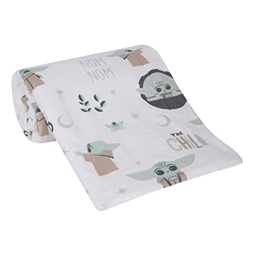 Lambs & Ivy Star Wars The Child/Baby Yoda/Grogu White Minky/Fleece Baby Blanket