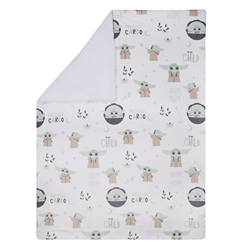 Lambs & Ivy Star Wars The Child/Baby Yoda/Grogu White Minky/Fleece Baby Blanket