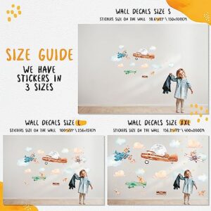 Lipastick Large Airplane Wall Decals for Kids - Premium Kids Wall Stickers Aircrafts - Creative Nursery Wall Decal for children's room, bedrooms - Plane Baby Nursery Wall Decor - Large Vinyl Wall Decal S Size (S, 15082113)