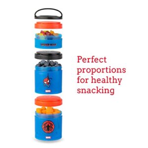 Whiskware Marvel Stackable Snack Containers for Kids and Toddlers, 3 Stackable Snack Cups for School or Travel, Spider-Man Character